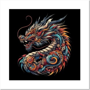 Blue Dragon, Swirling Patterns Posters and Art